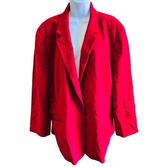 Lands' End Jackets & Blazers - Vintage 90s Lands’ End Red Wool Cashmere Blazer 24W Made in Hong Kong Plus